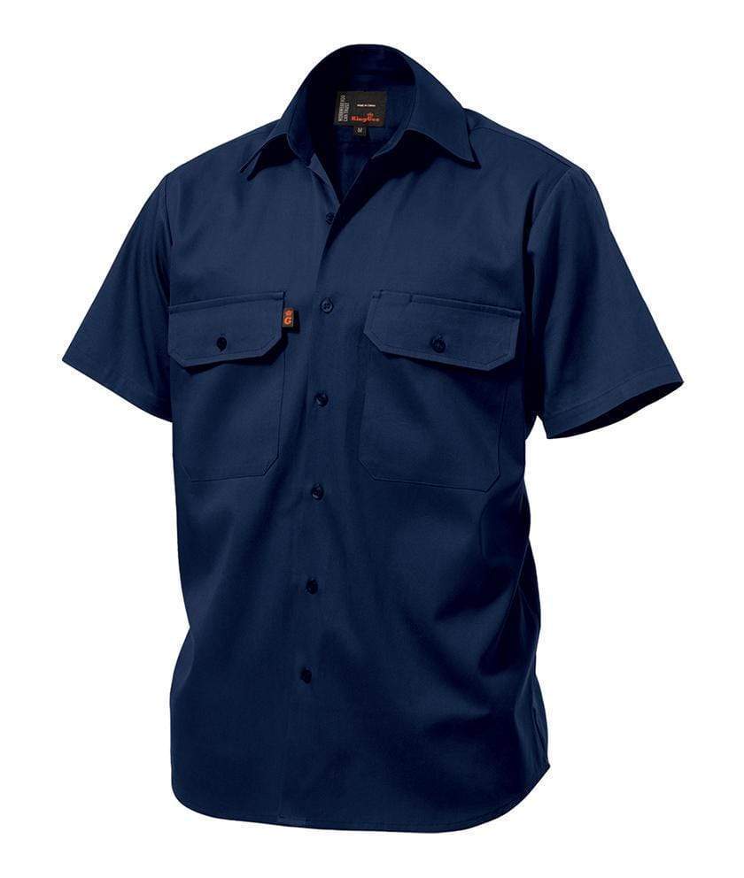 KingGee Open Front Short Sleeve Drill Work Shirt K04030 Work Wear KingGee Navy 2XS 